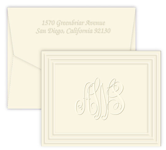 Embossed Classic Frame Monogram Folded Note Cards